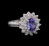 1.71 ctw Tanzanite and Diamond Ring - 14KT White Gold