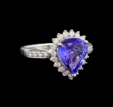 14KT White Gold 2.43 ctw Tanzanite and Diamond Ring