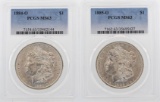 Lot of 1884-O & 1885-O $1 Morgan Silver Dollar Coins PCGS MS63