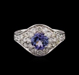 1.30 ctw Tanzanite and Diamond Ring - 14KT White Gold