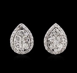 0.95 ctw Diamond Earrings - 14KT White Gold