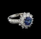 14KT White Gold 1.67 ctw Tanzanite and Diamond Ring