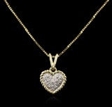 14KT Yellow Gold 0.10 ctw Diamond Heart Pendant With Chain