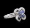 0.80 ctw Sapphire and Diamond Ring - 14KT White Gold