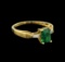 0.80 ctw Emerald and Diamond Ring - 14KT Yellow Gold