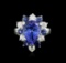 14KT White Gold 4.80 ctw Tanzanite, Sapphire and Diamond Ring