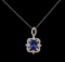 5.17 ctw Tanzanite and Diamond Pendant With Chain - 14KT White Gold
