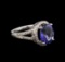 4.64 ctw Tanzanite and Diamond Ring - 14KT White Gold