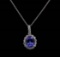 3.28 ctw Tanzanite and Diamond Pendant With Chain - 14KT White Gold