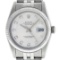 Rolex Mens Stainless Silver Diamond 36MM Datejust Wristwatch