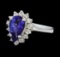 2.07 ctw Tanzanite and Diamond Ring - 14KT White Gold