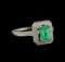 1.00 ctw Emerald and Diamond Ring - 14KT White Gold