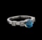 1.92 ctw Blue Zircon and Diamond Ring - 18KT White Gold