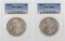 Lot of 1884-O & 1885-O $1 Morgan Silver Dollar Coins PCGS MS63