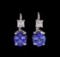 4.14 ctw Tanzanite and Diamond Earrings - 14KT White Gold