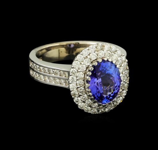 2.39 ctw Tanzanite and Diamond Ring - 14KT White Gold