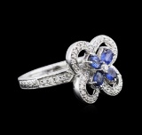 0.80 ctw Sapphire and Diamond Ring - 14KT White Gold