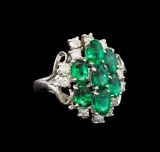 14KT White Gold 2.55 ctw Emerald and Diamond Ring