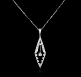 14KT White Gold 0.20 ctw Diamond Pendant With Chain