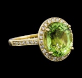 4.82 ctw Beryl and Diamond Ring - 14KT Yellow Gold