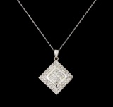 1.33 ctw Diamond Pendant with Chain - 14KT White Gold