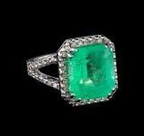 8.40 ctw Emerald and Diamond Ring - 14KT Yellow Gold