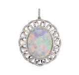 13.52 ctw Opal And Diamond Pendant - 14KT White Gold