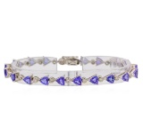 8.96 ctw Tanzanite and Diamond Bracelet - 18KT White Gold