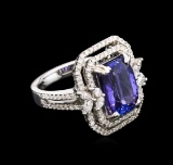 4.28 ctw Tanzanite and Diamond Ring - 18KT White Gold