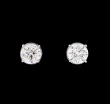 0.93 ctw Diamond Earrings - 14KT White Gold