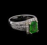 1.91 ctw Tsavorite and Diamond Ring - 14KT White Gold