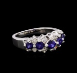 1.01 ctw Sapphire and Diamond Ring - 14KT White Gold