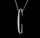 14KT White Gold 0.18 ctw Diamond Pendant With Chain