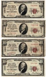 Lot (4) 1929 $10 San Francsico CA National Currency Notes - Charter 13044
