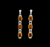 Crayola 15.60 ctw Citrine and White Sapphire Earrings - .925 Silver