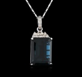 14KT White Gold 31.80 ctw Topaz and Diamond Pendant With Chain