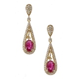 1.15 ctw Ruby and Diamond Earrings - 18KT Yellow Gold