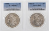 Lot of 1884-O & 1885-O $1 Morgan Silver Dollar Coins PCGS MS63