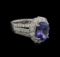 3.70 ctw Tanzanite and Diamond Ring - 14KT White Gold