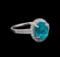 3.23 ctw Apatite and Diamond Ring - 14KT White Gold