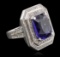 Platinum 15.86 ctw Tanzanite and Diamond Ring