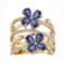 3.18 ctw Sapphire and Diamond Ring - 18KT Yellow Gold