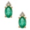 0.83 ctw Emerald and Diamond Earrings - 14KT Yellow and White Gold
