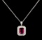 14KT Two-Tone Gold 1.53 ctw Tourmaline and Diamond Pendant With Chain