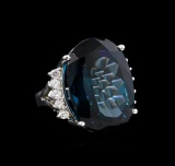 14KT White Gold 40.61 ctw Blue Topaz and Diamond Ring