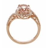 2.09 ctw Morganite and Diamond Ring - 14KT Rose Gold