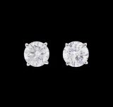 1.02 ctw Diamond Earrings - 14KT White Gold