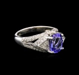 2.49 ctw Tanzanite and Diamond Ring - 18KT White Gold