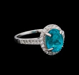 3.23 ctw Apatite and Diamond Ring - 14KT White Gold