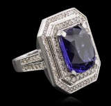 Platinum 15.86 ctw Tanzanite and Diamond Ring